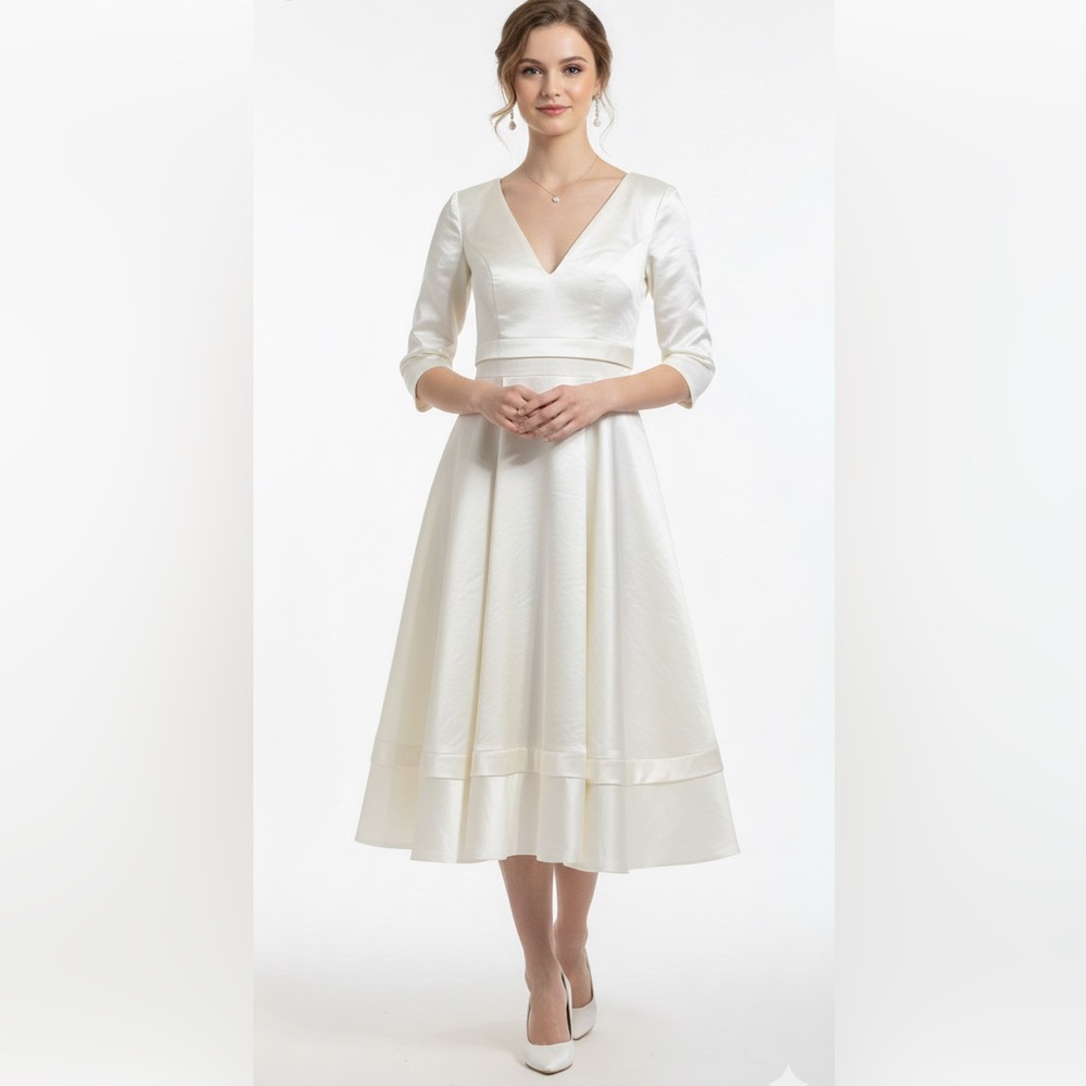 TS Couture Wedding /Cocktail Party Dress Feminine Classy Bridal Dress Size 12